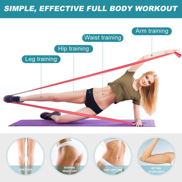 Exercise Bands for Working Out, Resistance Bands Set with 5 Resistance Levels, Skin-Friendly Elastic Bands with Carrying Pouch for Home Workout - Image 3