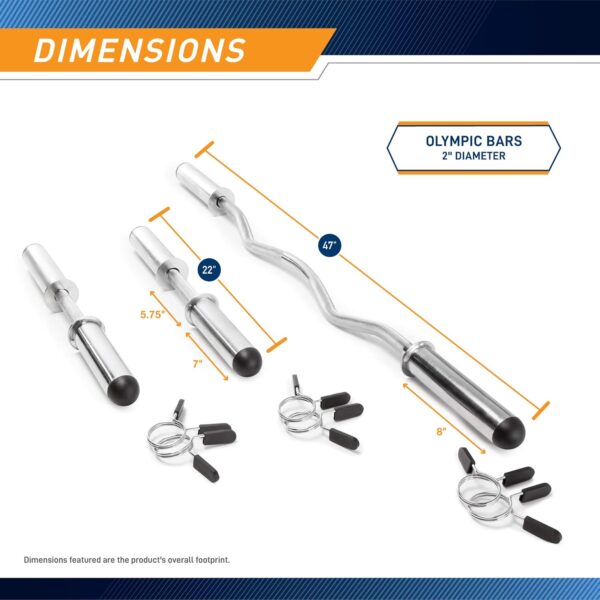 Marcy Hollow Curl Bar and Dumbbell Handle Set with Spring Collars - Image 2