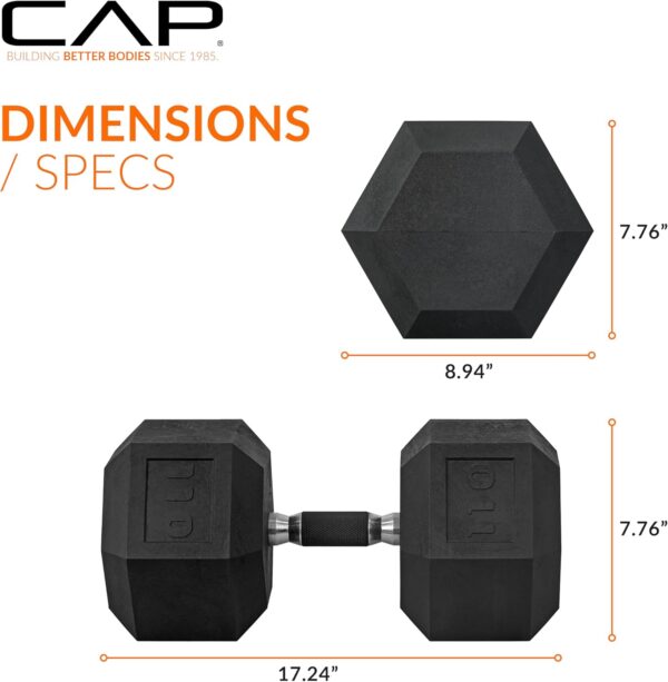 CAP Barbell Coated Dumbbell Weights with Padded Grip, Single, 110 Pounds - Image 4