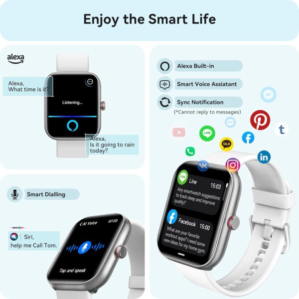 Smart Watch for Women Men, Smartwatch for iPhone & Android Bluetooth (Answer/Call) Built-in Alexa, 1.91" HD Fitness Tracker with 105+ Sport Modes, IP68 Waterproof, Sleep/Heart Rate/SpO2/Stress Monitor - Image 5