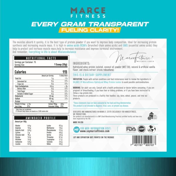 Hydrolyzed Whey Protein byMarceFitness Chocolate Flavor 1 Pound - Image 7