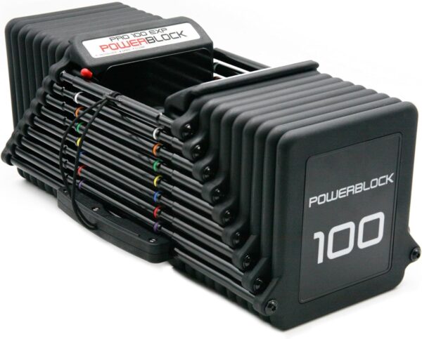 PowerBlock Pro 100 Adjustable Dumbbell, Sold As A Single Unit 5-100 lb Dumbbell – Durable Steel Build, Innovative Workout Equipment, All-in-One Dumbbell, Strength Training