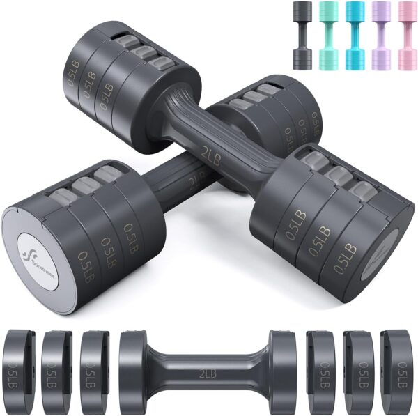 Adjustable Dumbbells Hand Weights Set: Sportneer 5 lb Dumbbells Set of 2 Each 2lb 3lb 4lb 5lb Free Weights Fast Adjust Weight 4 In 1 Weights Dumbbells Set for Women Men Home Gym Exercise Training - Image 9