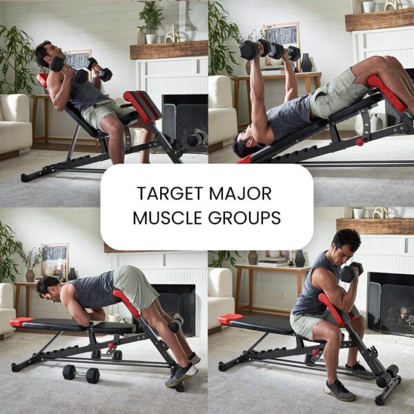 Finer Form Multi-Functional FID Weight Bench for Full All-in-One Body Workout – Hyper Back Extension, Roman Chair, Adjustable Ab Sit up Bench, Incline Decline Bench, Flat Bench - Image 4