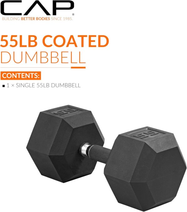 CAP Barbell Coated Dumbbell Weights with Padded Grip, Single, 55 Pounds - Image 2