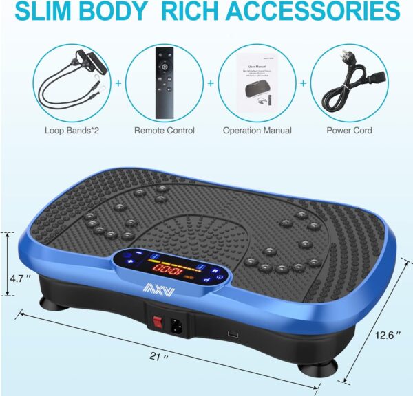 AXV Vibration Plate Fitness Platform Exercise Machine Vibrating Lymphatic Drainage Shaking Full Body Shaker Workout Vibrate Stand Shake Board Sport Gym for Weight Loss Fat Burner for Women Men - Image 6