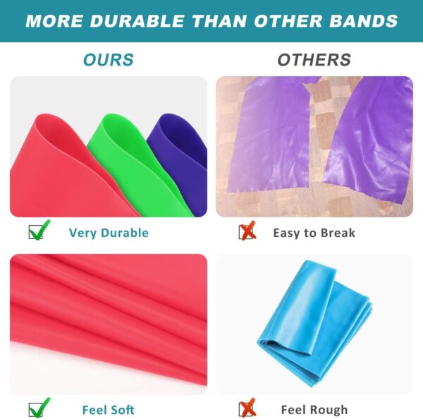 Exercise Bands for Working Out, Resistance Bands Set with 5 Resistance Levels, Skin-Friendly Elastic Bands with Carrying Pouch for Home Workout - Image 5