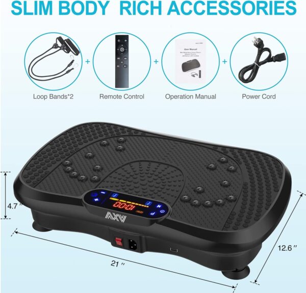 AXV Vibration Plate Fitness Platform Exercise Machine Vibrating Lymphatic Drainage Shaking Full Body Shaker Workout Vibrate Stand Shake Board Sport Gym for Weight Loss Fat Burner for Women Men - Image 6