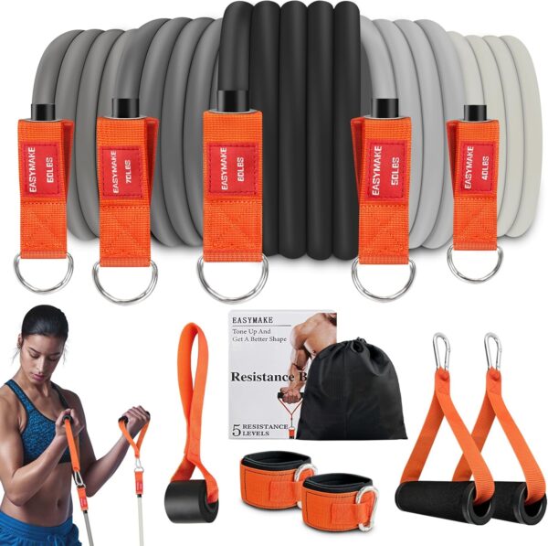 Resistance Bands,Heavy Exercise Bands with Handles, Door Anchor, Legs Ankle Straps, 300/240/360LBS Workout Bands for Men and Women Fitness, Heavy Resistance Training, Home Workout Set