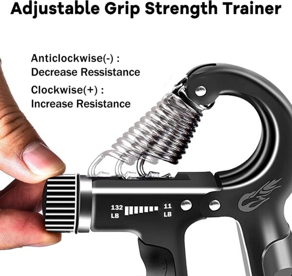 FLYFE Grip Strength Trainer Kit (5 Pack), Forearm Strengthener, Hand Squeezer Adjustable Resistance, Finger Stretcher, Grip Ring, Relief Ball and Finger Exerciser for Men and Women, Injury Recovery - Image 5