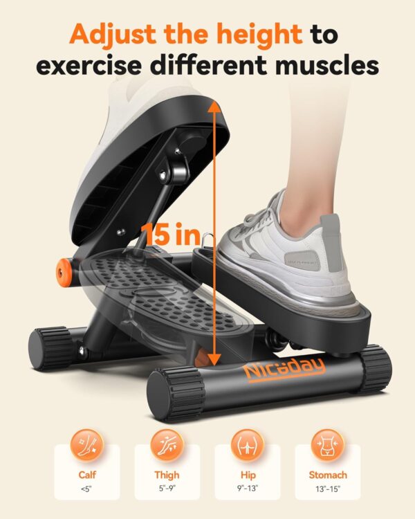 Niceday Steppers for Exercise, Mini Stair Stepper with Resistance Bands at Home Workout Equipment with 300LBS Loading Capacity, Hydraulic Fitness Stepper with LCD Monitor - Image 4