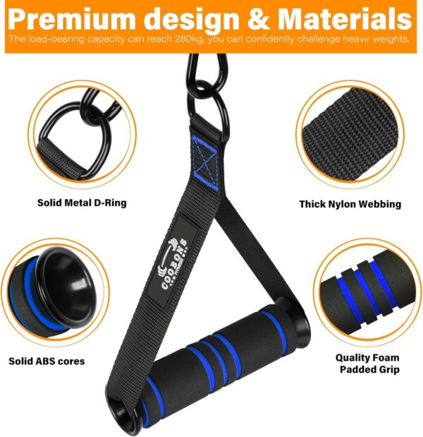 Heavy Duty Exercise Handles, Gym Handles for Cable Machine Attachment, Grip Gym Equipment, Resistance Bands, and Weight Lifting (Set of 2) - Image 3