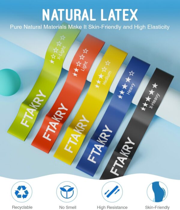Resistance Bands for Working Out, Exercise Bands with 5 Resistance Levels, Natural Latex Resistance Bands Designed for Home Fitness, Strength Training and Flexibility Exercises - Image 5