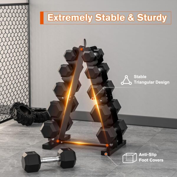 DERACY Dumbbell Rack Stand Only, Heavy Duty A-Frame Dumbbell Storage Rack, 5 tier Steel Dumbbell Holder for Home Gym Space Saver - Image 2