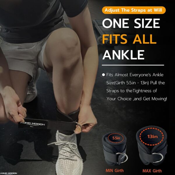 Comfortable Adjustable Padded Ankle Wrist Cuffs Neoprene Padded Straps D-Ring Glute Kickback for Cable Machine, Ideal for Glutes Exercises - Image 3