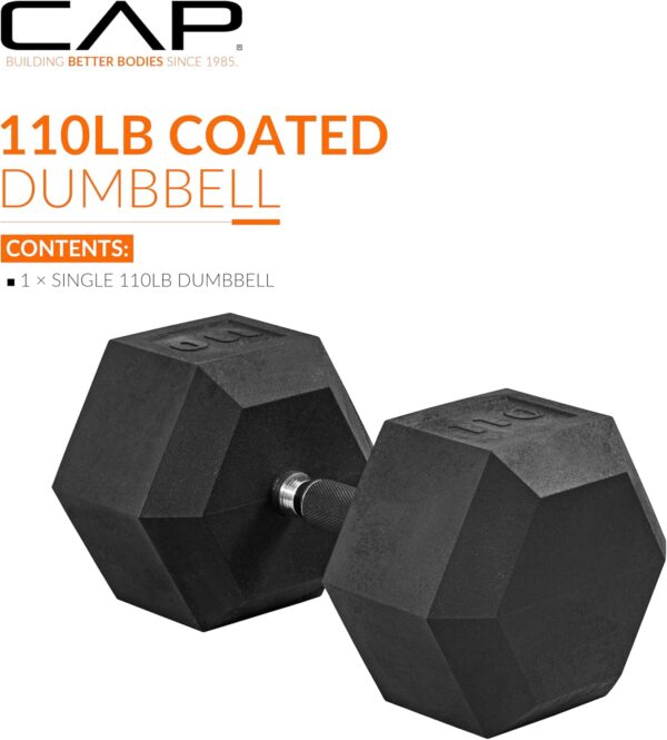 CAP Barbell Coated Dumbbell Weights with Padded Grip, Single, 110 Pounds - Image 2