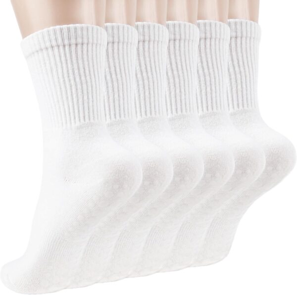 Pilates Yoga Socks with Grips for Women - Crew Length Ballet Barre Socks - Sticky Workout Hospital Socks