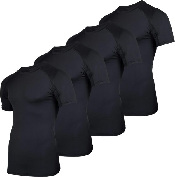 Real Essentials 4 Pack: Men's Short Sleeve Compression T-Shirt Base Layer Undershirt Athletic Top (Available in Big & Tall)