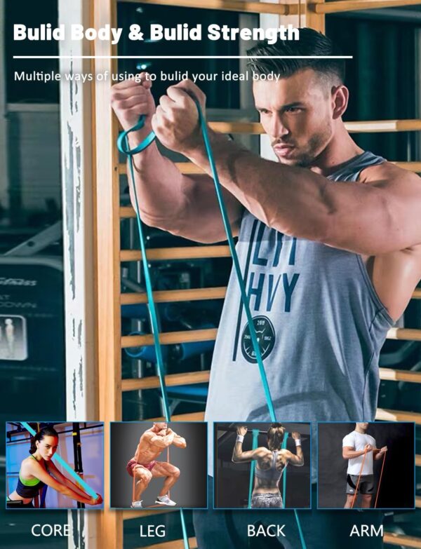 Resistance Bands Set, Pull Up Bands - Workout Bands, Eexercise Bands, Long Resistance Bands Set for Working Out, Fitness, Training, Physical Therapy for Men Women - Image 3