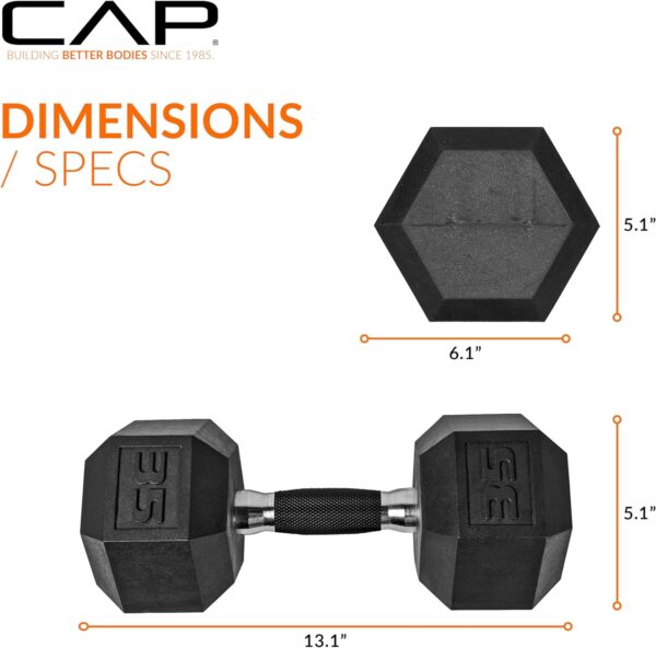 CAP Barbell Coated Dumbbell Weights with Padded Grip, Single, 35 LBS - Image 4