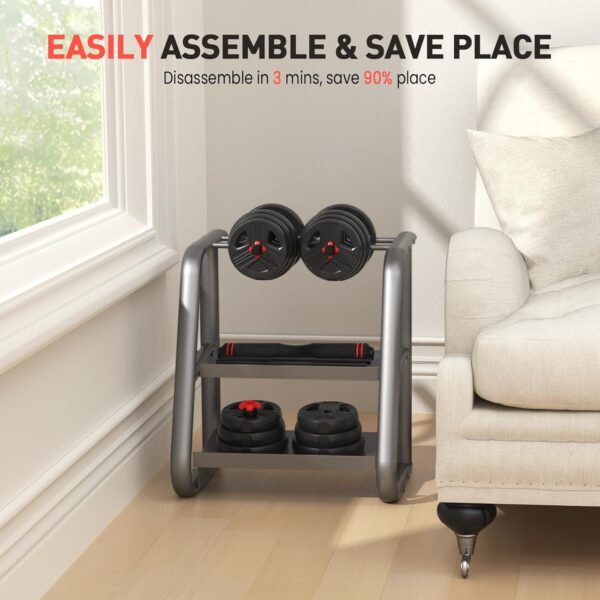 Adjustable Dumbbells Set, 20/30/40/55/60/70/80/90lbs Free Weight Set with Connector, 2 or 3 in 1 Dumbbells Set Used as Barbell, Kettlebells, Fitness Exercises for Home Gym Suitable Men/Women - Image 8