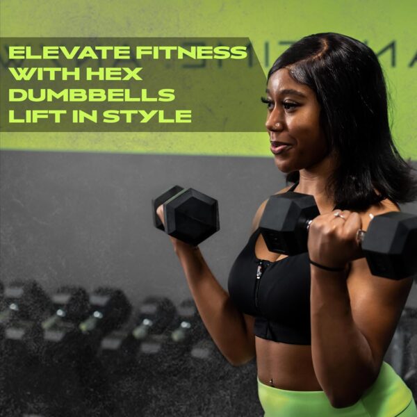 Rubber Coated Dumbbells - No Roll Design Easy-Grip Steel Knurled Handle, Weights Dumbbells Set for Strength Training - Ideal Weights Set for Home Gym - 10-60 LBS SOLD INDIVIDUALLY - Image 9