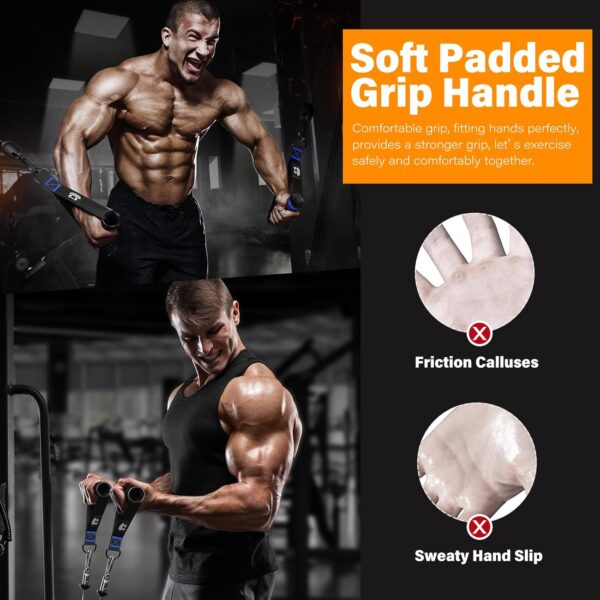 Heavy Duty Exercise Handles, Gym Handles for Cable Machine Attachment, Grip Gym Equipment, Resistance Bands, and Weight Lifting (Set of 2) - Image 4