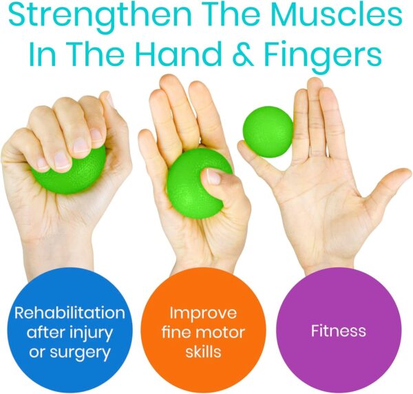 Vive Squeeze Balls for Hand Therapy, Exercise, Arthritis (w/ Rehab Video App) - Grip Strengthener Occupational Equipment for Finger, Wrist, Carpal Tunnel, Pain Relief, Stress - Resistance Strength Squeezing Egg Trainer - Image 5