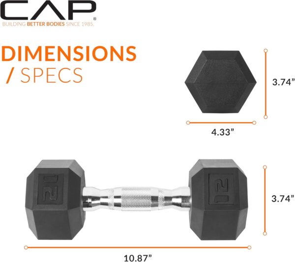 CAP Barbell 12 LB Coated Hex Dumbbell Weight, New Edition (SDRIS-012) - Image 4