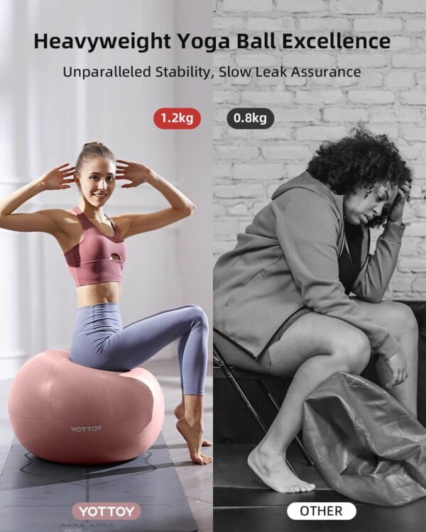 YOTTOY Anti-Burst Exercise Ball for Working Out, Yoga Ball for Pregnancy,Extra Thick Workout Ball for Physical Therapy,Stability Ball for Ball Chair Fitness with Pump - Image 3