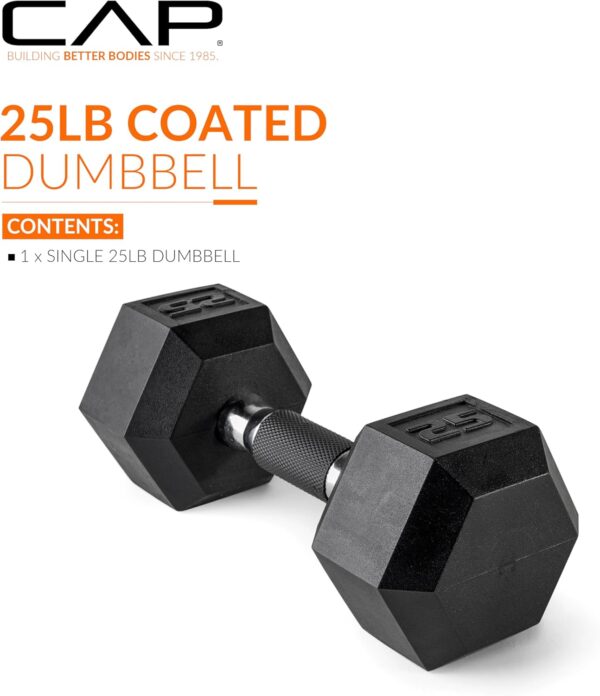 CAP Barbell Coated Dumbbell Weights with Padded Grip, Single, 25 LBS - Image 2
