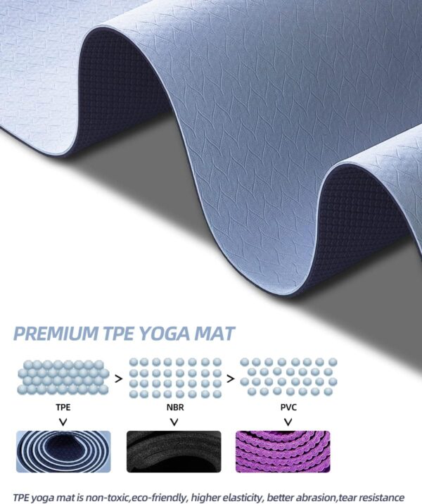 COOLMOON Yoga Mat Non Slip, Anti-Tear 1/4 Thick TPE Yoga Mats for Women and Men, 72"x24" Exercise & Fitness Mat with Carrying Strap, Workout Mats for Yoga, Pilates and Floor Exercise - Image 3