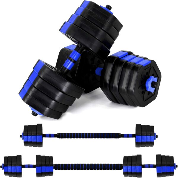 VIVITORY Dumbbell Sets Adjustable Weights, Free Weights Dumbbells Set with Connector, Non-Rolling Adjustable Dumbbell Set, Weights Set for Home Gym, 44 66 Lbs, Hexagon, Cement Mixture