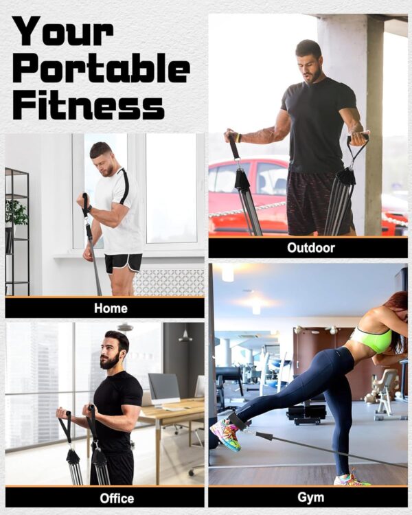 6Pcs Resistance Bands, Workout Bands 270lbs, Exercise Bands with Handles/Door Anchor/Ankle Straps/Bag/Poster for Men, Heavy Resistance Bands for Working Out at Home - Image 6