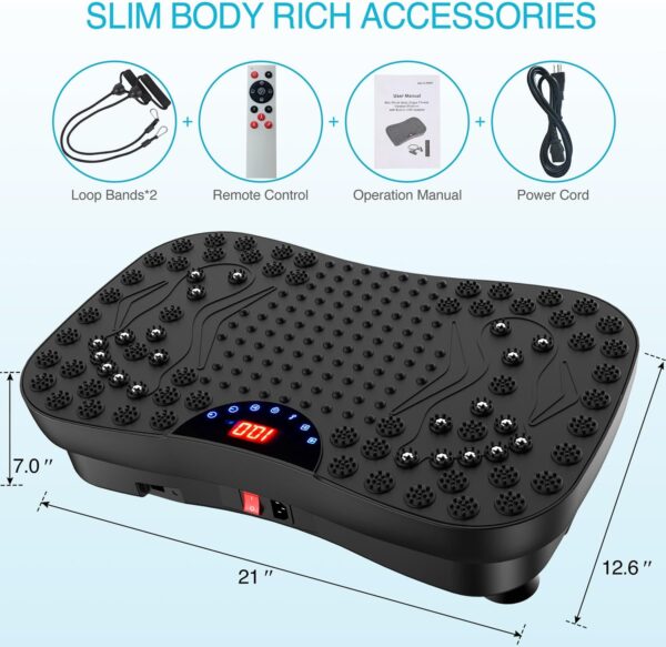 AXV Vibration Plate Fitness Platform Exercise Machine Vibrating Lymphatic Drainage Shaking Workout Full Body Shaker Vibrate Stand Shake Board Sport Gym Pad for Weight Loss Fat Burner for Women Men - Image 6