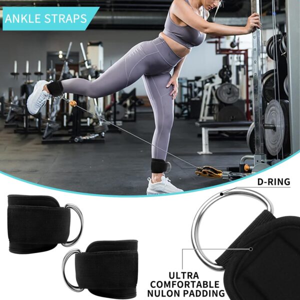 Barbell Pad Set for Squat,9 PCS Hip Thrusts Workout Foam Weight Lifting Bar Cushion with 2 Gym Ankle Straps,3 Hip Resistance Bands,2 Lifting Strap,Barbell Pad and Carry Bag - Image 5