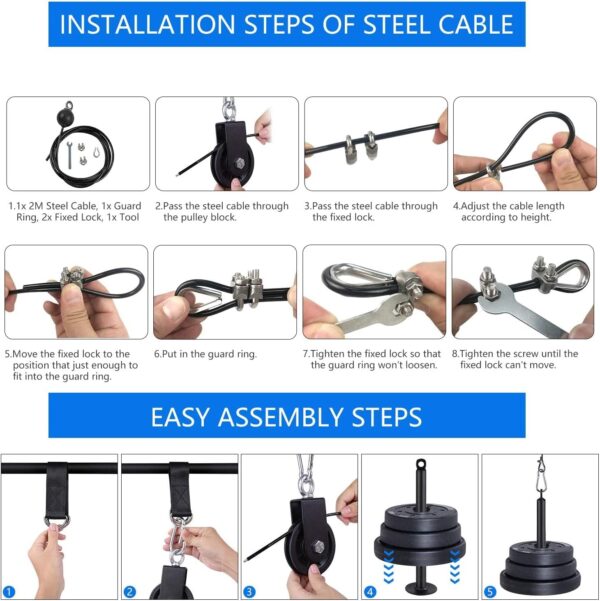 LFJ LAT Pull Down and Lift Weight Pulley System Cable Machine Pulley Attachment for Triceps Pull Down, Biceps Curl, Back, Forearm, Shoulder Home Gym Equipment - Image 4