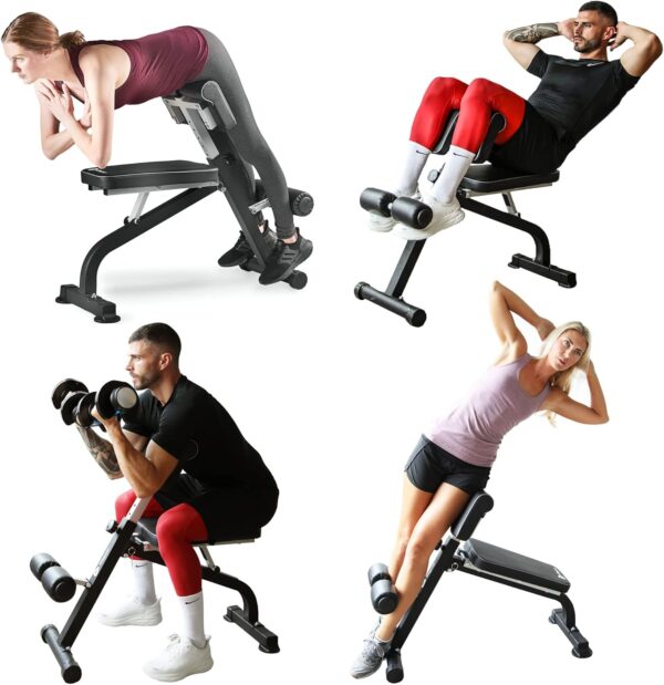 LifePro Roman Chair Hyperextension Bench - Adjustable Back Extension Machine for Glutes, Hamstrings, and Lower Back - Foldable Multipurpose Exercise Equipment for Home Gym