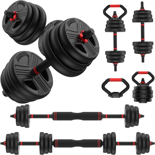 Adjustable dumbbell set,20/35/45/55/70/90lbs Free Weights set with upgraded nut, 4 in 1 Weight Set Used as Kettlebells, Barbell, Push up Stand, Fitness Exercise for Home Gym Suitable Men/Women