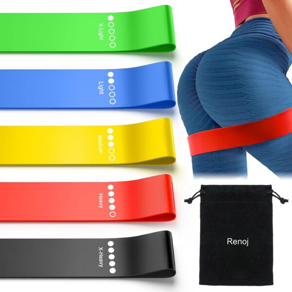 Renoj Resistance Bands for Working Out, Elastic Exercice Loop Bands for Physical Therapy, 5 Set of Stretch Bands for Booty Legs, with Instruction Manual and Carry Bag - Image 7