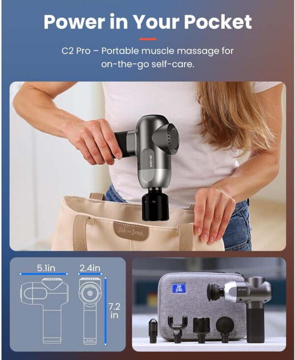BOB AND BRAD C2 Pro Massage Gun with Heat and Cold Therapy, Mini Massager Gun Deep Tissue, Heated Professional Electric Back Massager for Athletes, Handheld Massager, FSA and HSA Eligible - Image 6