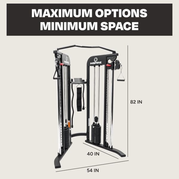 Inspire Fitness FTX Functional Trainer - Compact at Home Workout Machine with Accessories - Space Saving Design - Home Gym Cable Machine and Two 165 lb Weight Stacks - Image 6