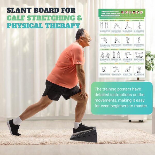 Slant Board for Calf Stretching, 5 Adjustable Angles Incline Board for Squat Wedge, 480 lbs Weight Capacity Calf Stretch Yoga Foam Wedge for Exercise, Squat, Ankle Mobility & Physical Therapy - Image 3