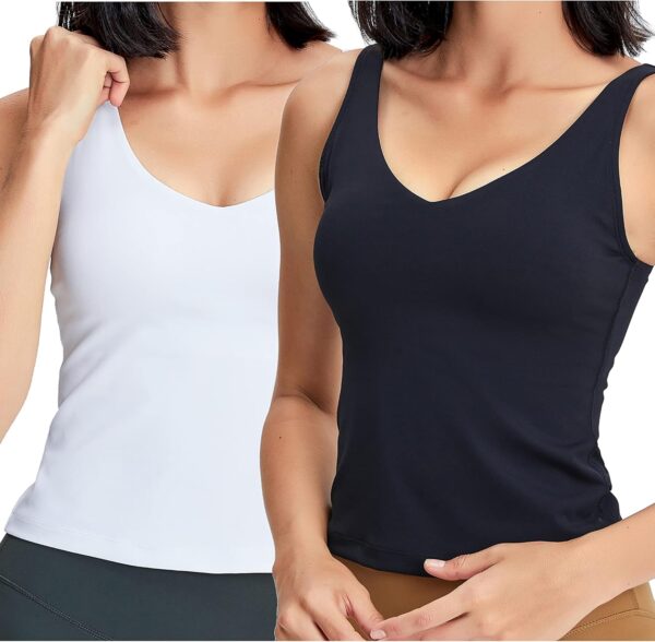 POSHDIVAH Women Sports Bra Longline Padded Tank Top Naked Feeling Workout Fitness Running Yoga Tops