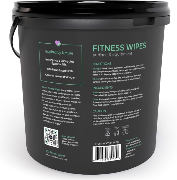 Wipex Gym Wipes Fitness Equipment Wipes, Plant-Based Cloth - Lemongrass, Eucalyptus and Vinegar Wipes to Clean Surfaces, Safe Yoga Mat Cleaner Wipes, All Purpose Gym Cleaner, 400 Count - Image 9