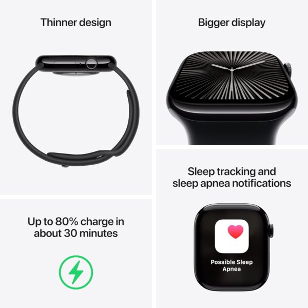 Apple Watch Series 10 [GPS 46mm] with Rose Gold Aluminium Case with Light Blush Sport Band - M/L. Fitness Tracker, ECG App, Always-On Retina Display, Water Resistant with AppleCare+ (2-Years) - Image 3
