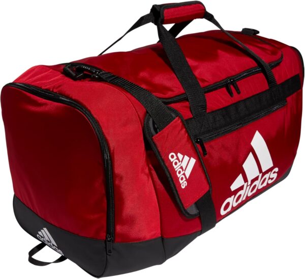 adidas Defender 4.0 Duffel, Durable Athletic Sports Gym Travel Bag for Men and Women, Team Power Red, Large (110 L)