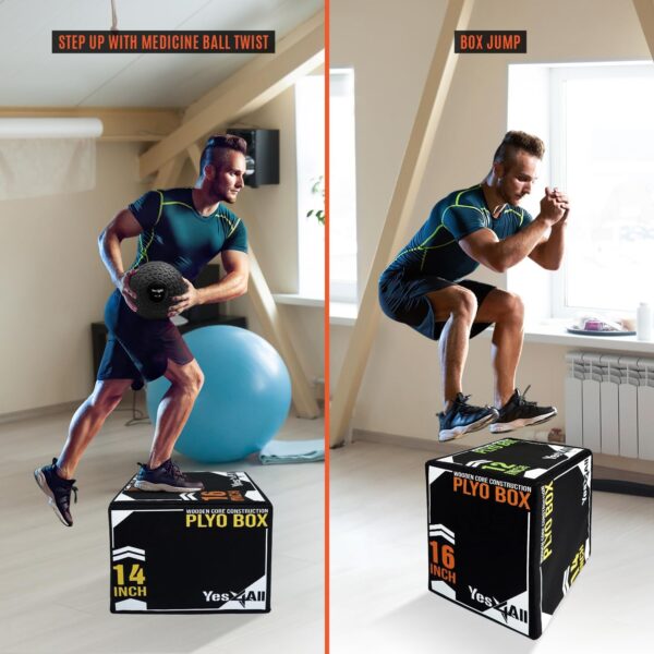 Yes4All 3-in-1 Soft-Padded Plyo Box With Wooden Core, Non-Slip Multi-Use Cushioned Plyometric Jump Box for Jumping, Conditioning, Strength Training - Image 6