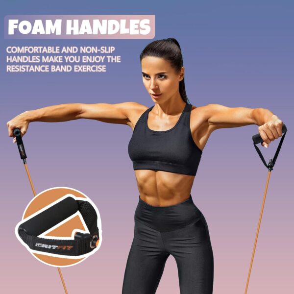 RitFit Single Resistance Exercise Band with Comfortable Handles - Ideal for Physical Therapy, Strength Training, Muscle Toning - Door Anchor and Starter Guide Included - Image 4