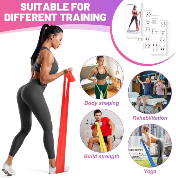 Resistance Bands Set, 5 Pcs Exercise Bands Elastic Stretch Bands for Yoga Pilates Fitness Stretching Strength Training, Workout Bands for Home Gym - Image 6